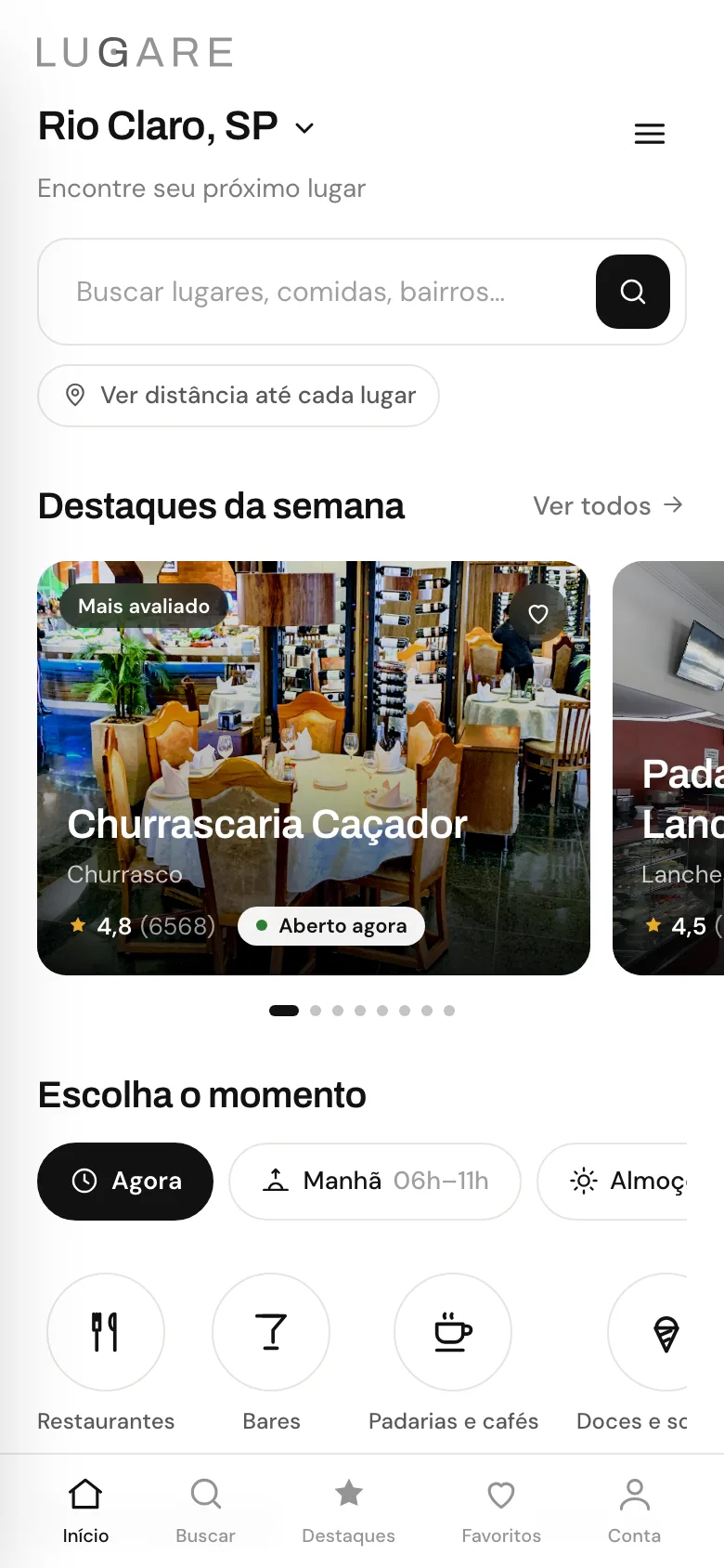 A home do Lugare, onde fica o banner dos planos Destaque e Vitrine